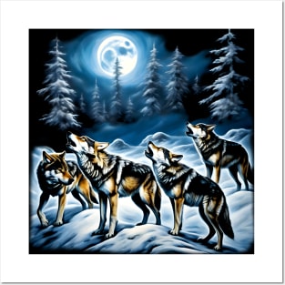 Howling wolf pack fanatsy art Posters and Art